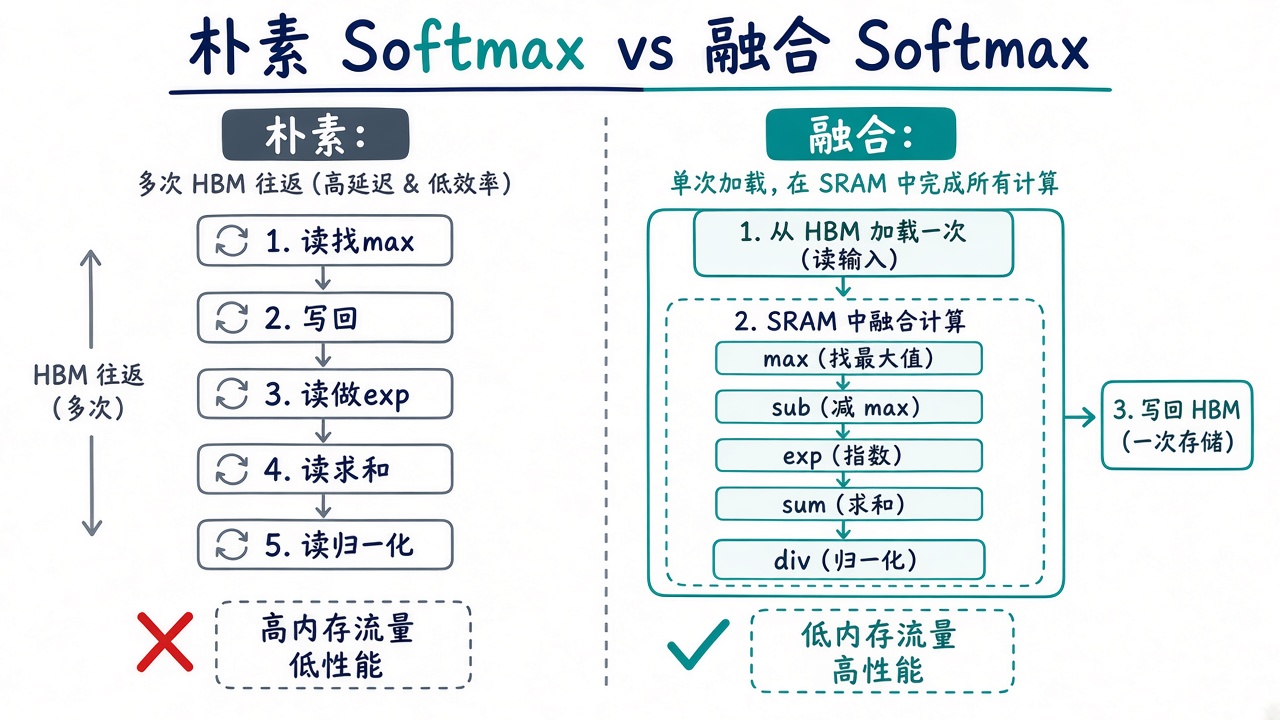 融合 Softmax 少写中间张量